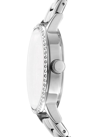 Reloj de cuarzo de acero Logo - Plateado y blanco