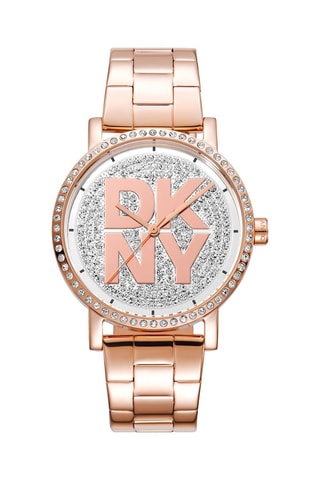 Reloj de cuarzo de acero Logo - Rosa dorado y plateado