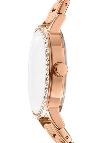 Reloj de cuarzo de acero Logo - Rosa dorado y plateado