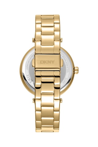 Reloj de cuarzo de acero Logo - Dorado y blanco