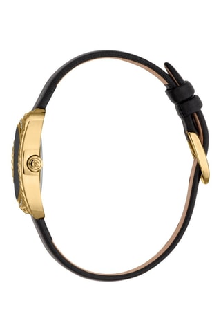 Reloj de cuarzo de piel - Negro y dorado