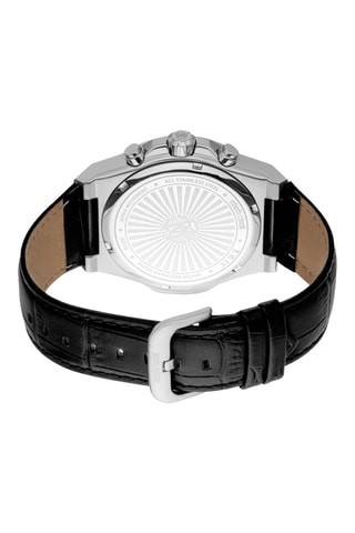 Reloj de cuarzo de piel - Negro y plateado