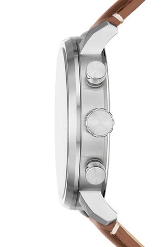 Reloj de cuarzo de piel Rhett - Marrón y plateado