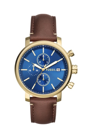 Reloj de cuarzo de piel Rhett - Marrón y dorado