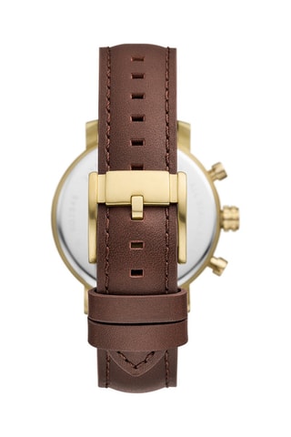 Reloj de cuarzo de piel Rhett - Marrón y dorado