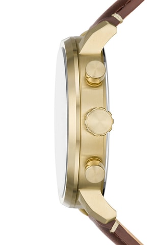 Reloj de cuarzo de piel Rhett - Marrón y dorado