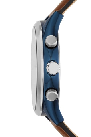 Reloj de cuarzo de piel Fenmore - Marrón y azul