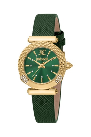 Reloj de cuarzo de piel - Verde y dorado