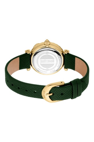 Reloj de cuarzo de piel - Verde y dorado