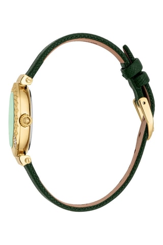 Reloj de cuarzo de piel - Verde y dorado