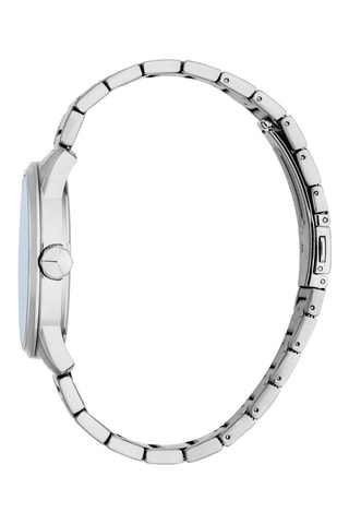 Reloj de cuarzo de acero - Plateado y rojo