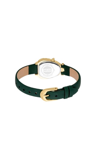 Reloj de cuarzo de piel y cristales checos Perla - Verde oscuro y dorado