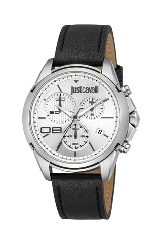 Reloj de cuarzo de piel - Cronógrafo - Negro y plateado