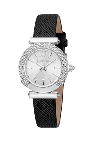 Reloj de cuarzo de piel - Negro y plateado