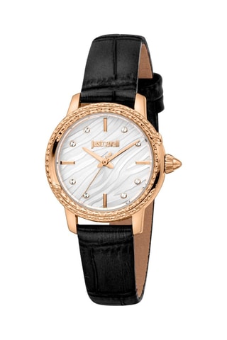 Reloj de cuarzo de cuero y bañado en oro rosa