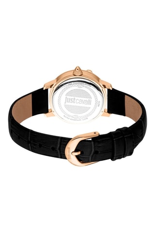 Reloj de cuarzo de cuero y bañado en oro rosa