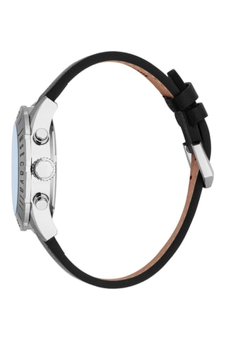 Reloj de cuarzo de piel - Cronógrafo - Negro y plateado