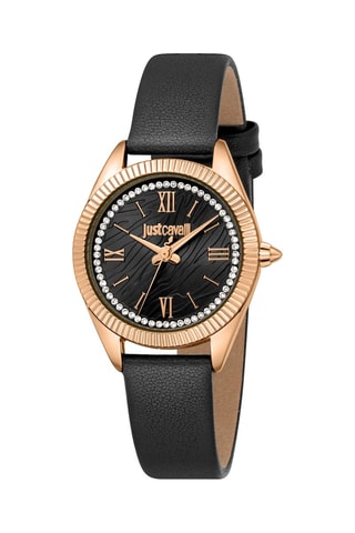 Reloj de cuarzo de cuero y bañado en oro rosa