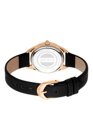 Reloj de cuarzo de cuero y bañado en oro rosa