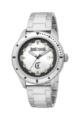 Reloj de cuarzo de acero - Plateado y blanco