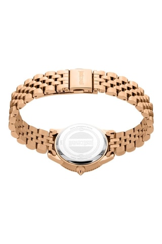 Reloj de cuarzo de acero y cristales checos - Rosa dorado y blanco