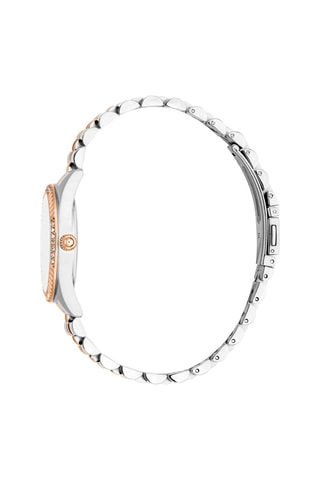 Reloj de cuarzo de acero y cristales checos Vittoria - Plateado y rosa dorado