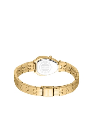 Reloj de cuarzo de acero y cristales checos Perla - Dorado y burdeos