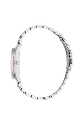 Reloj de cuarzo de acero y cristales checos Vittoria - Plateado y rosa claro