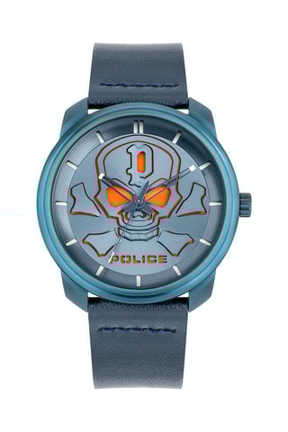 Reloj de cuarzo de piel y chapado en ion azul Bleder -