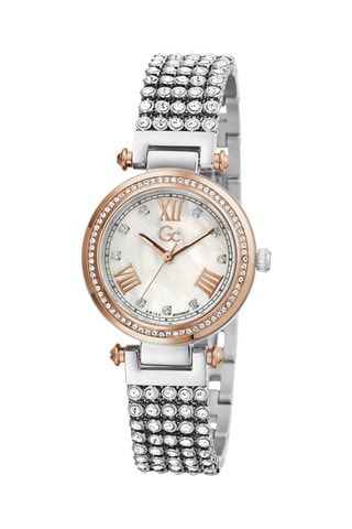 Reloj de cuarzo de acero con cristales Swarovski - Plateado y rosa dorado