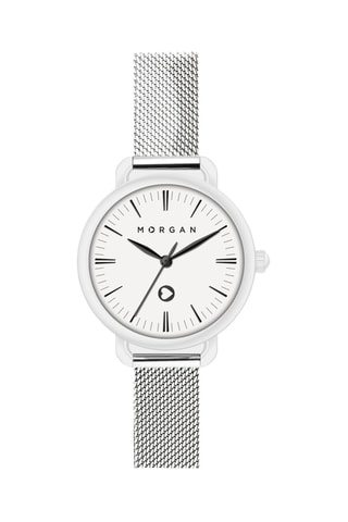 Reloj de cuarzo de acero inoxidable - Plateado y blanco