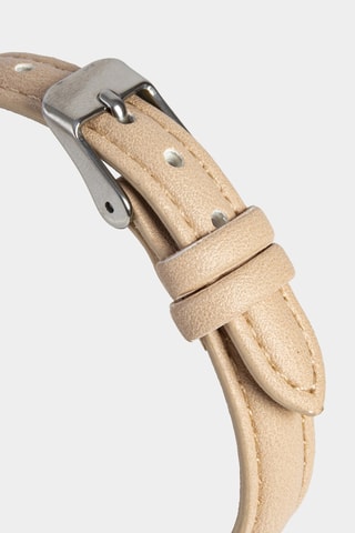 Reloj de cuarzo de poliuretano - Beige y plateado