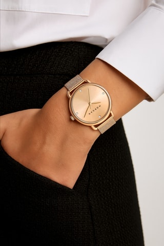 Reloj de cuarzo de acero - Rosa dorado