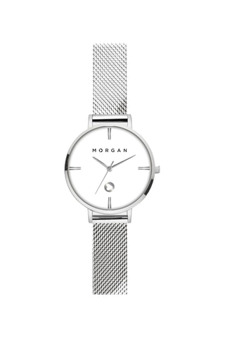 Reloj de cuarzo de acero - Plateado y blanco