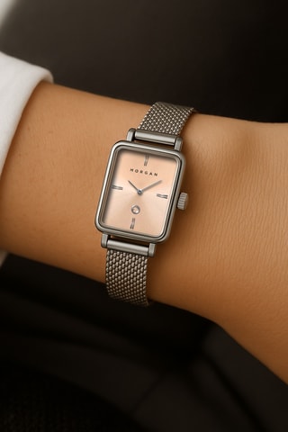 Reloj de cuarzo de acero - Plateado y rosa