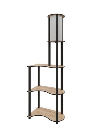 Lámpara de pie - Negro e imitación nogal - 40 W - 140 cm