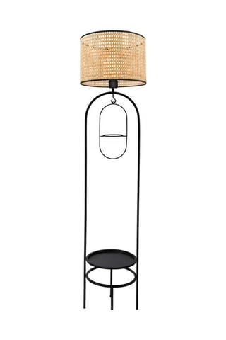 Lampadaire en rotin LED Ayd -  Naturel et noir