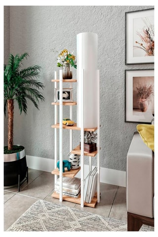 Lampadaire Vogue ERH - Blanc et naturel - 60 W