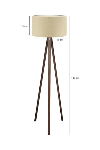 Lampadaire trépied en bois - Naturel et beige