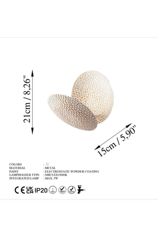 Aplique mural LED Yosma - Blanco y dorado - 5 W