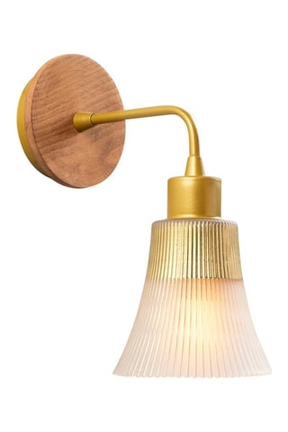 Aplique mural de madera - Dorado y natural - 40 W