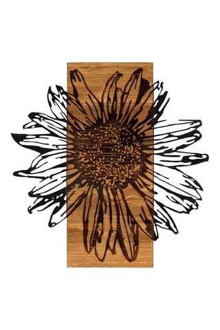 Adorno mural de madera Daisy - 56 x 58 x 0,12 cm - Negro y natural