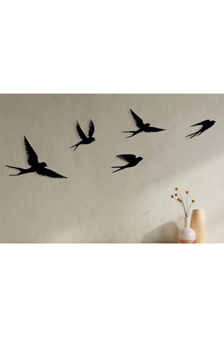 Adorno mural 5 oiseaux - 33 x 22,5 cm - 13,5 x 17 cm - 16 x 10 cm - 23,5 x 15,5 cm - 17 x 10 cm - Negro