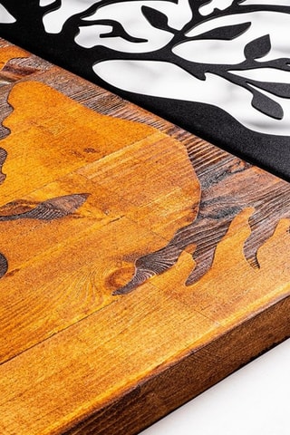 Adorno mural de madera Agac - Natural y negro