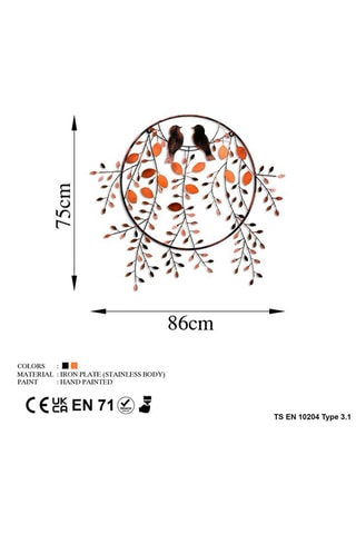 Adorno mural Love of Birds - 86 x 75 cm - Negro y rojo