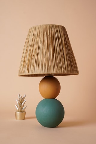 Lámpara de sobremesa de madera YL489 - Azul y beige - 60 W