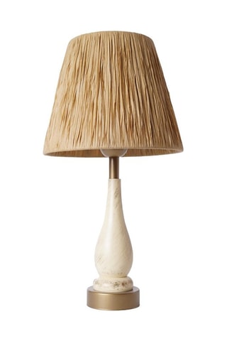 Lámpara de sobremesa de madera - Natural y crema