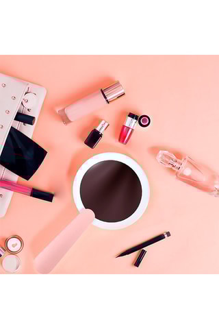 Specchio pieghevole luminoso a LED - Rosa