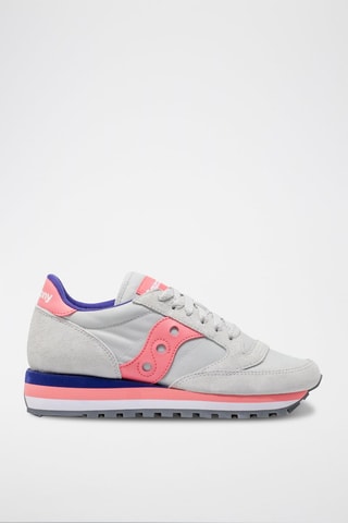 Leren Sneakers Jazz Triple - Grijs en Roze