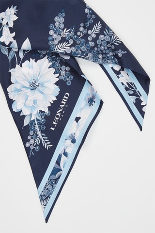 Bandeau en soie Lucky - Bleu marine et blanc